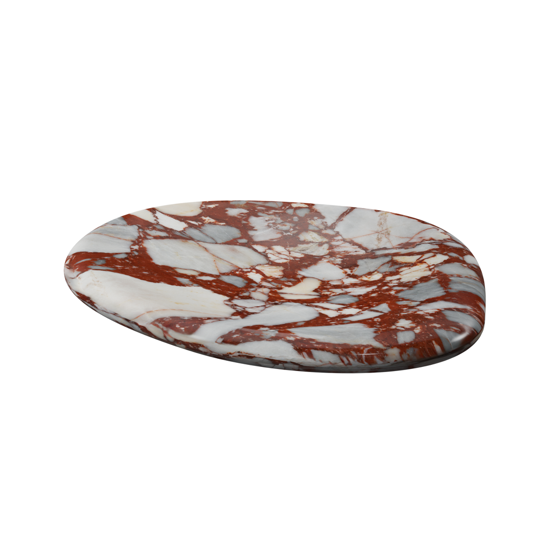 DESIGNSTUFF VIAH Sculpt Marble Tray 30cm, Bulgari Red