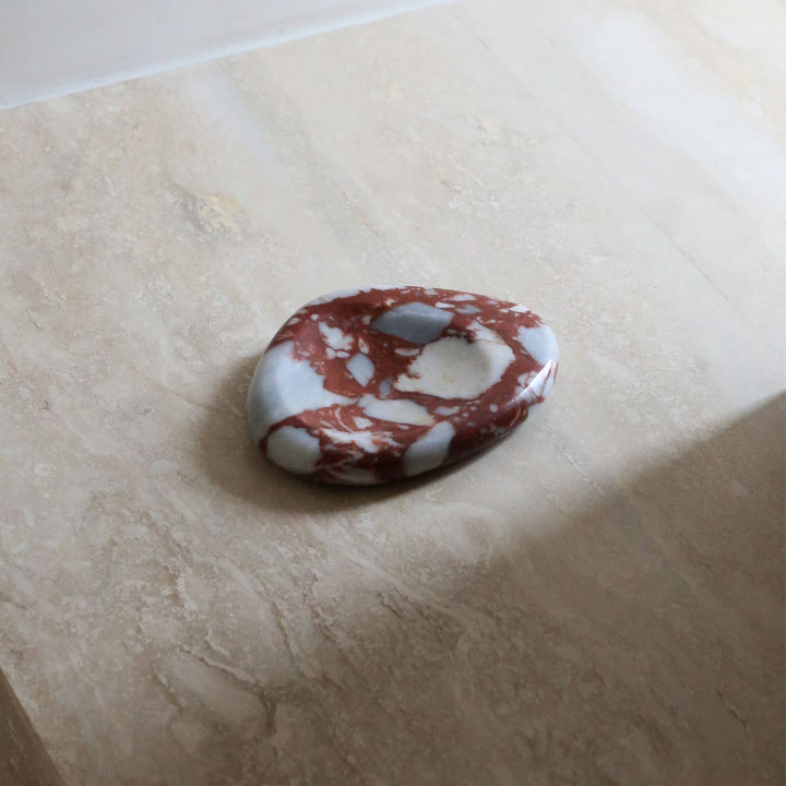 DESIGNSTUFF VIAH Sculpt Marble Tray 16cm, Bulgari Red