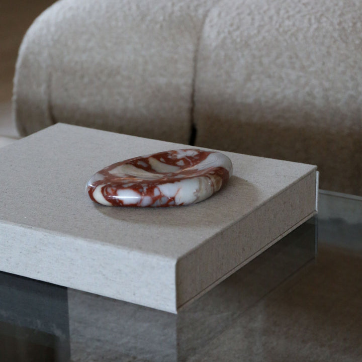 DESIGNSTUFF VIAH Sculpt Marble Tray 16cm, Bulgari Red