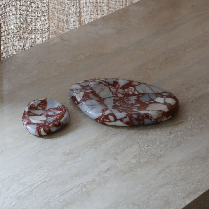 DESIGNSTUFF VIAH Sculpt Marble Tray 16cm, Bulgari Red