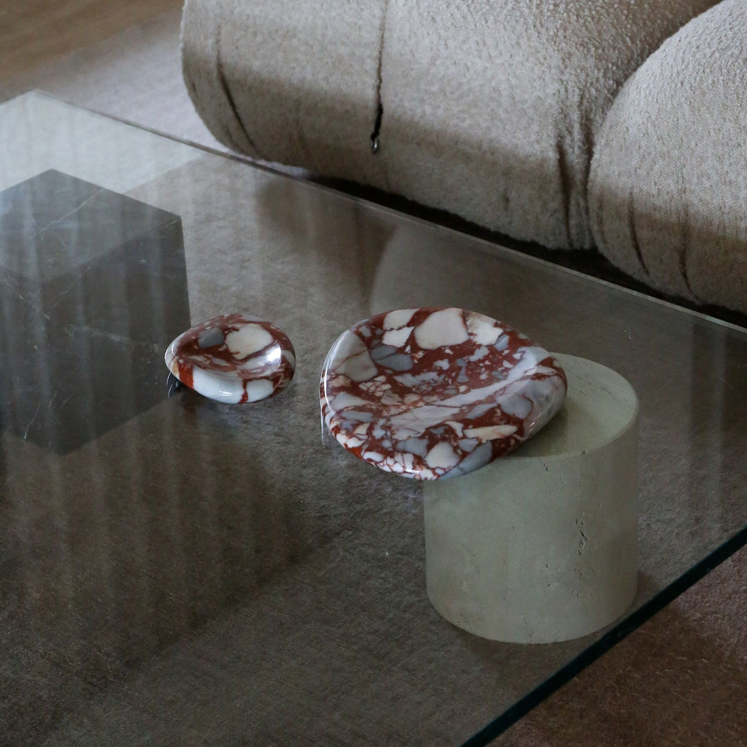 DESIGNSTUFF VIAH Sculpt Marble Tray 16cm, Bulgari Red