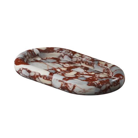 DESIGNSTUFF VIAH Sculpt Marble Tray, 22cm, Bulgari Red