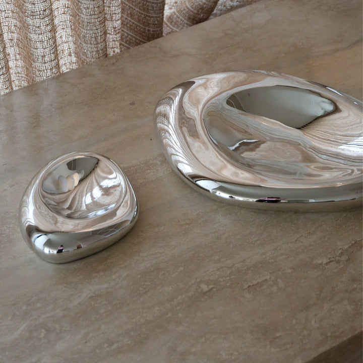 DESIGNSTUFF VIAH Sculpt Tray, 23.6cm, Chrome