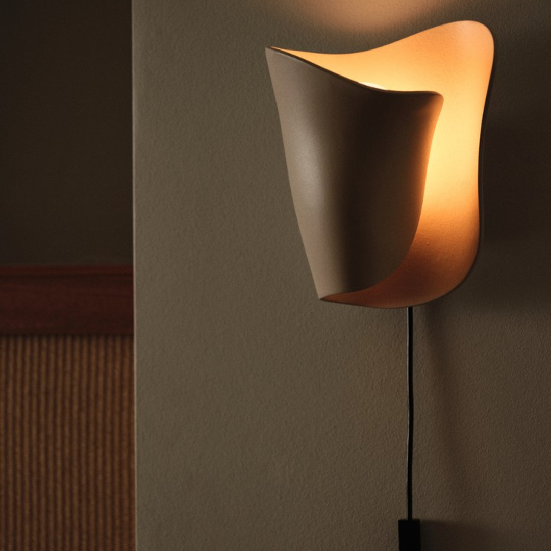 FERM LIVING Oyster Wall Sconce, Light Cashmere