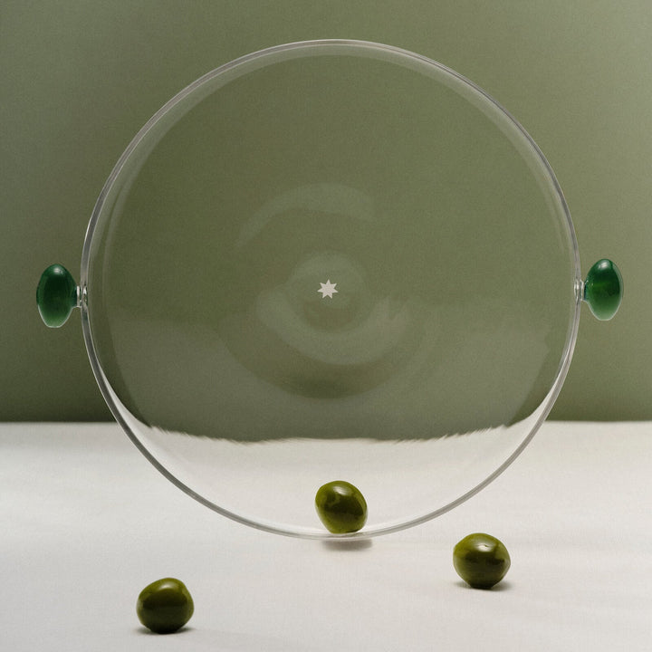 MAISON BALZAC Olive Tray, Clear/Opaque Green