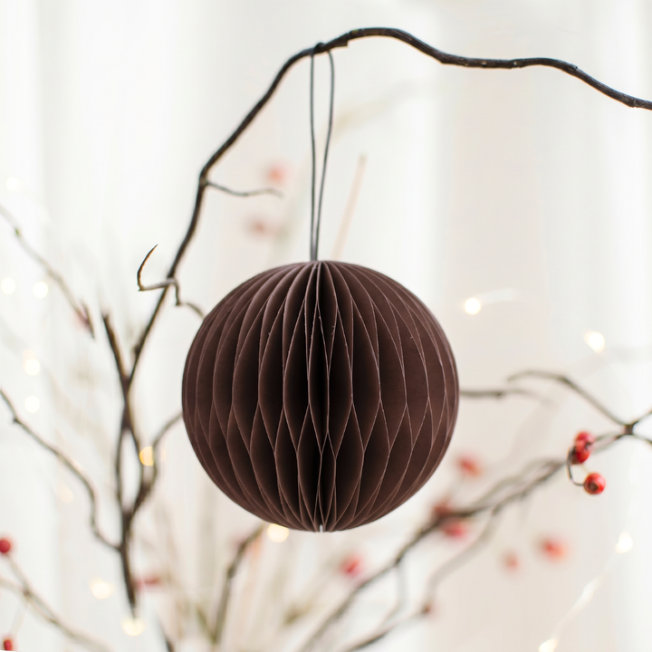 NORDIC ROOMS Paper Sphere Christmas Ornament, Cocoa, H8.5cm