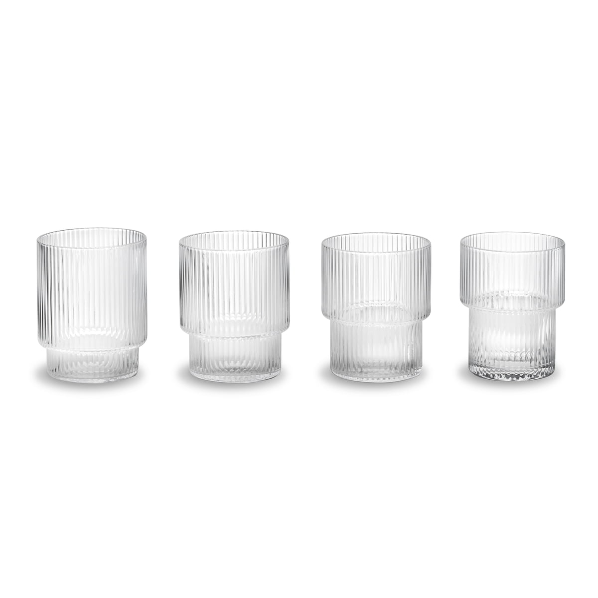 ferm LIVING Ripple Glasses, Clear (Set of 4)