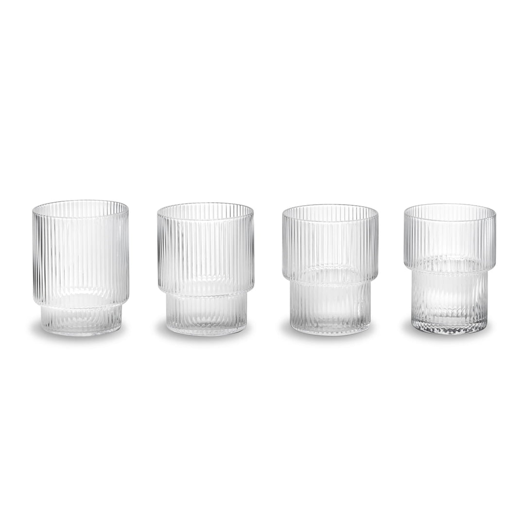 ferm LIVING Ripple Glasses, Clear (Set of 4)