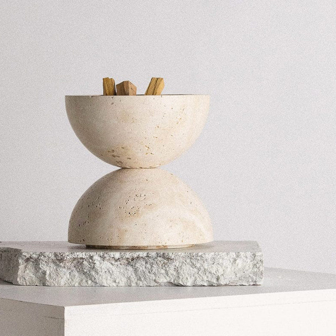 ADDITION STUDIO Sphere Incense Burner, Travertine