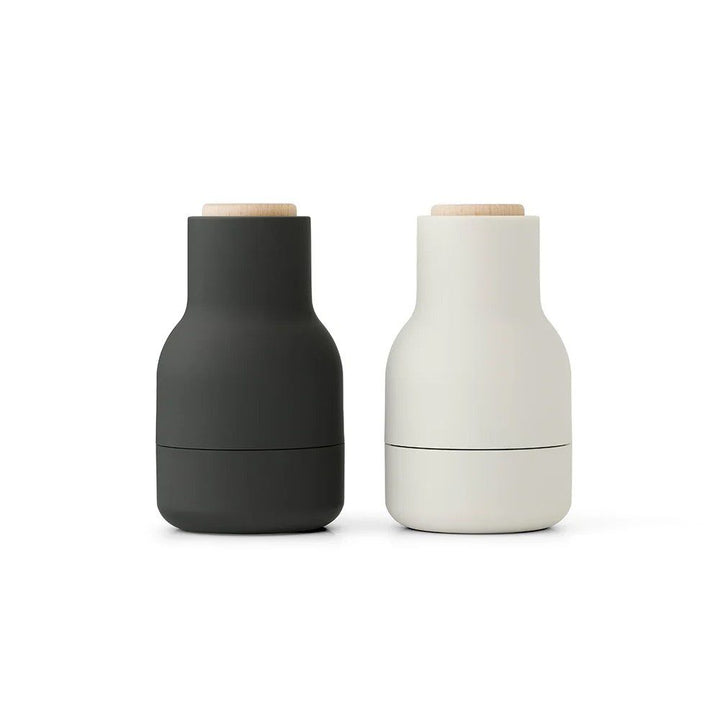 AUDO CPH Salt and Pepper Bottle Grinders Set, Small, Ash/Carbon w/ Beech Lid