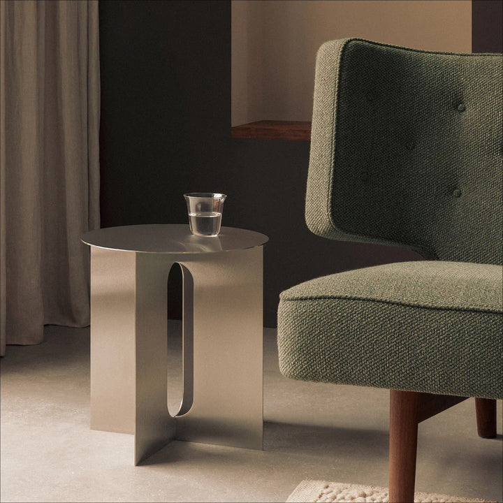 AUDO CPH Androgyne Side Table Dia. 40 cm,  Brushed Steel