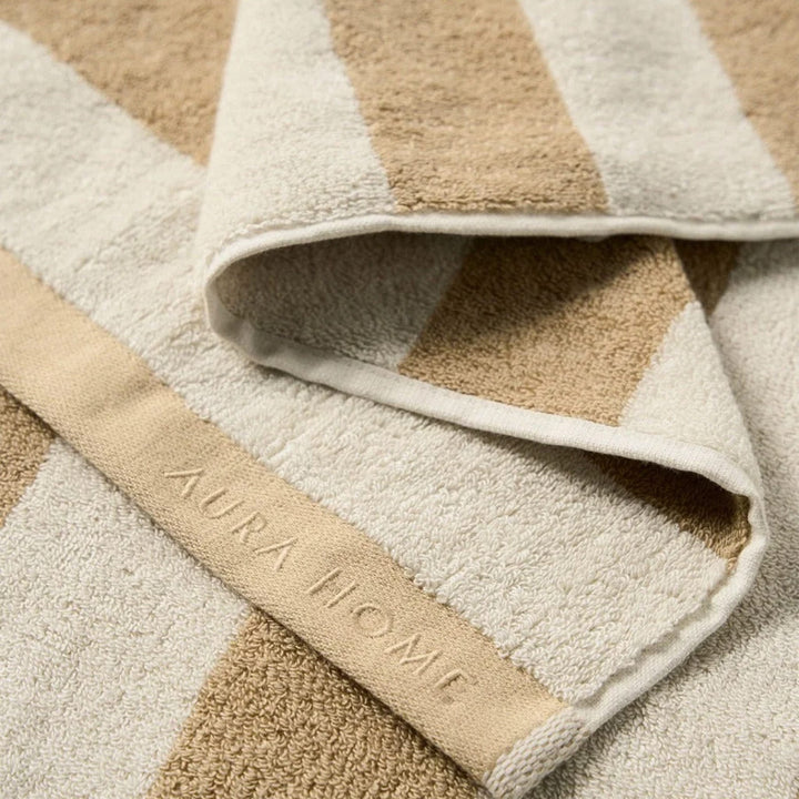 AURA HOME Riviera Stripe Hand Towel, Caramel