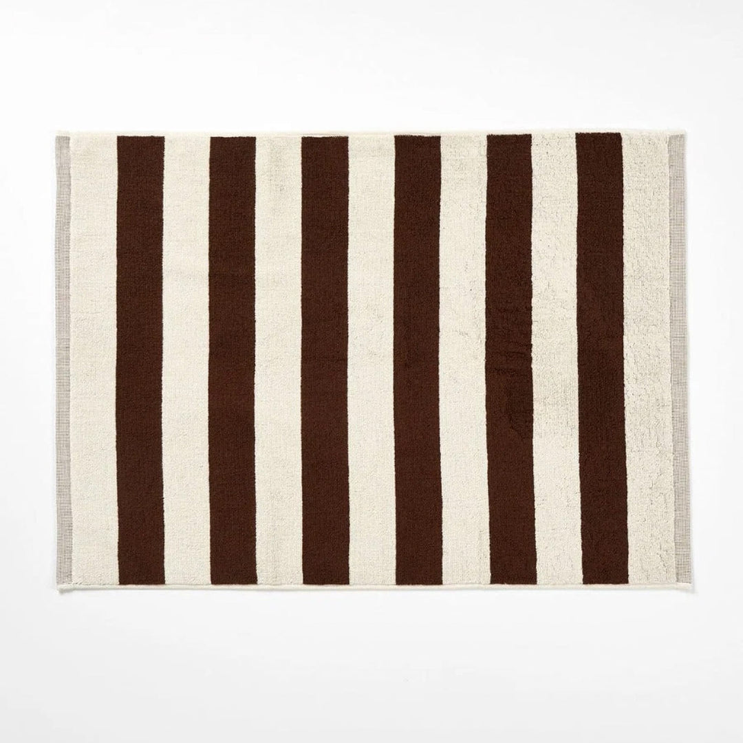 AURA HOME Riviera Stripe Bath Mat, Chocolate