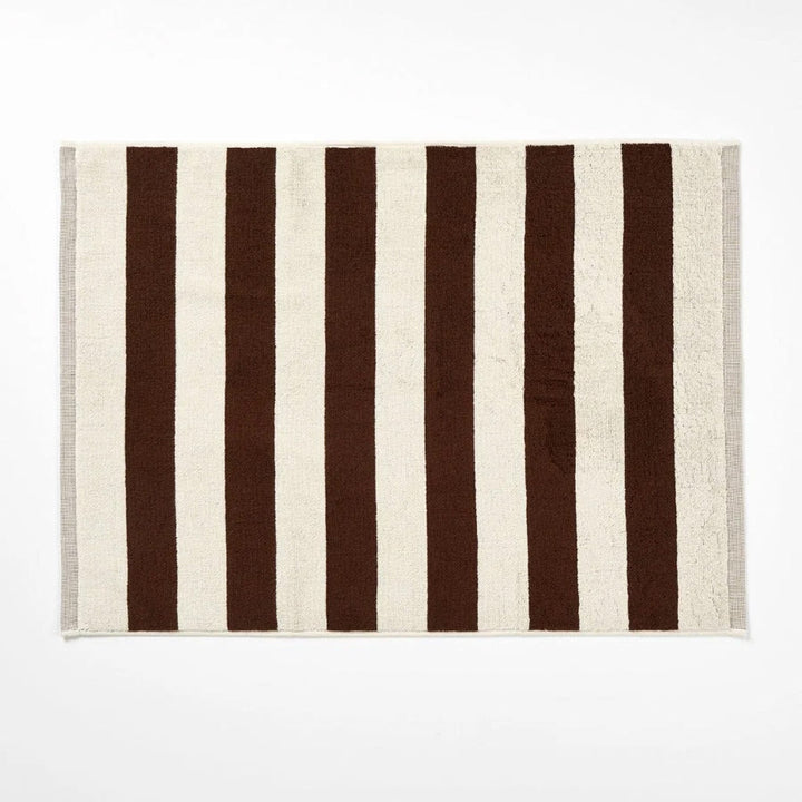 AURA HOME Riviera Stripe Bath Mat, Chocolate