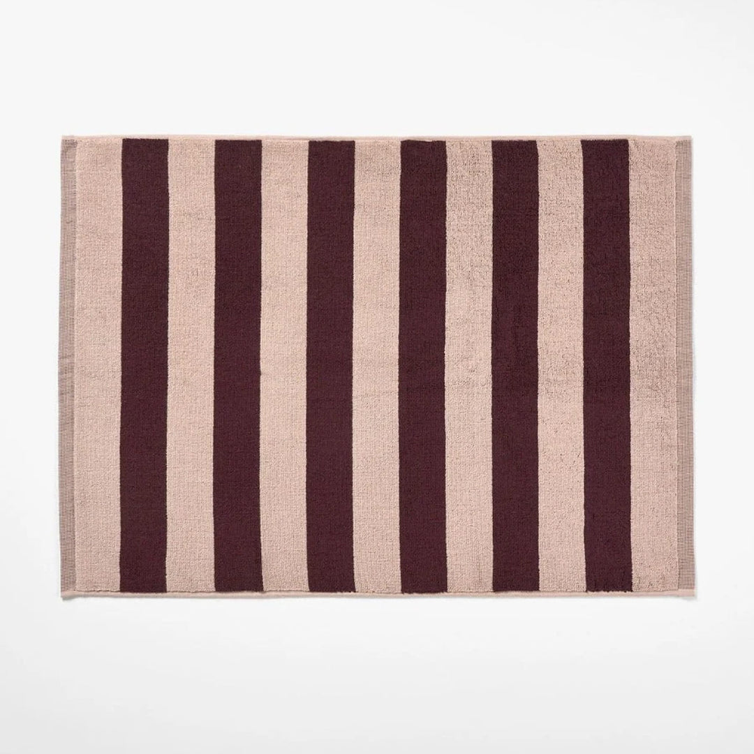 AURA HOME Riviera Stripe Bath Mat, Mulberry