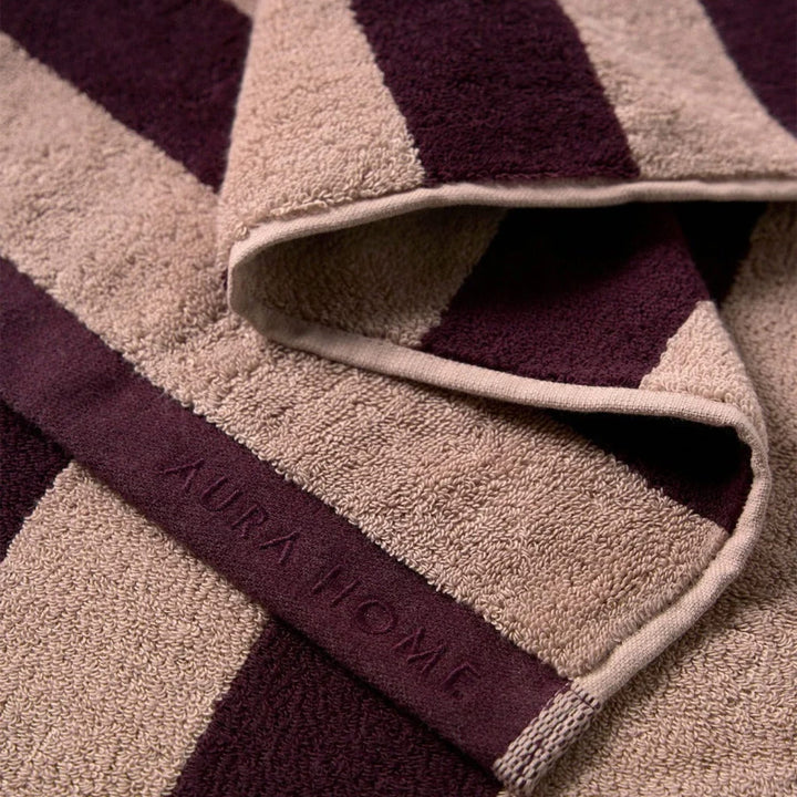AURA HOME Riviera Stripe Bath Mat, Mulberry