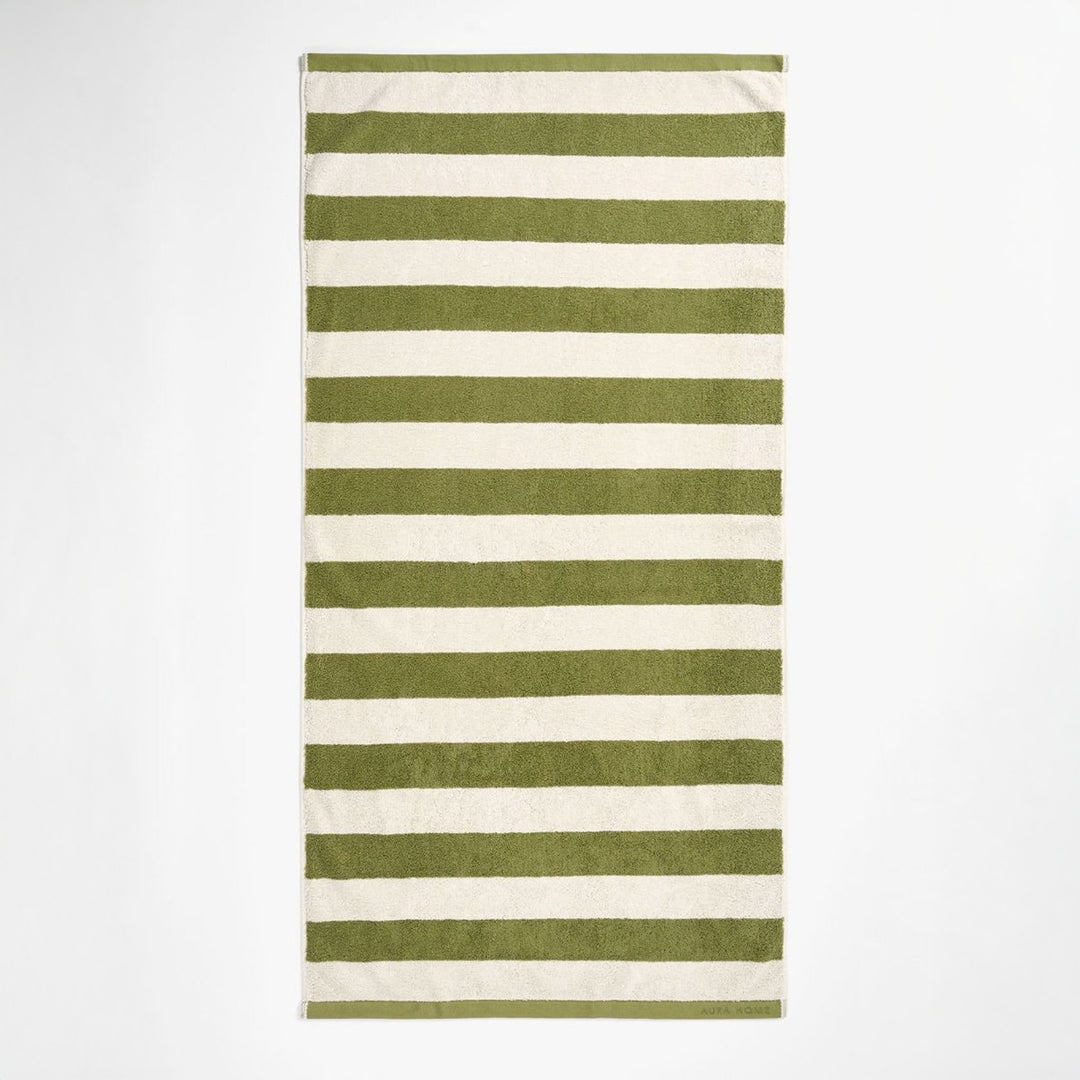 AURA HOME Riviera Stripe Bath Sheet, Caper