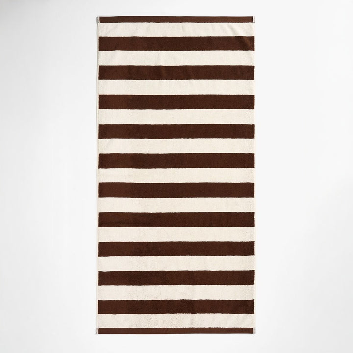 AURA HOME Riviera Stripe Bath Sheet, Chocolate