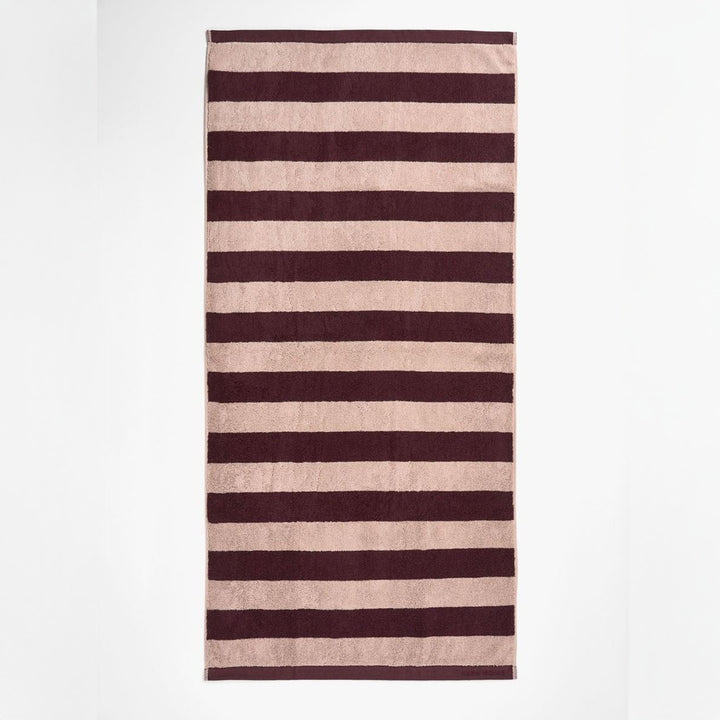 AURA HOME Riviera Stripe Bath Sheet, Mulberry