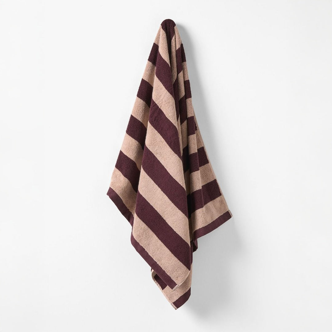 AURA HOME Riviera Stripe Bath Towel, Mulberry