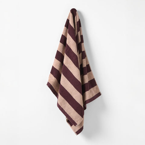 AURA HOME Riviera Stripe Bath Towel, Mulberry