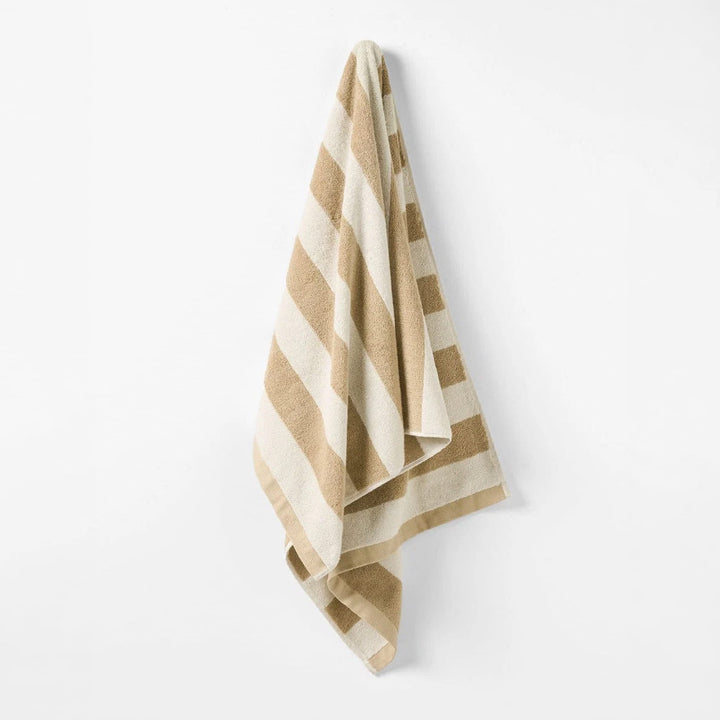 AURA HOME Riviera Stripe Bath Towel, Caramel