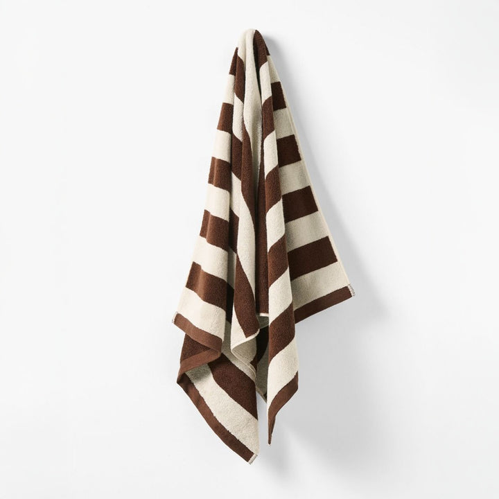 AURA HOME Riviera Stripe Bath Towel, Chocolate