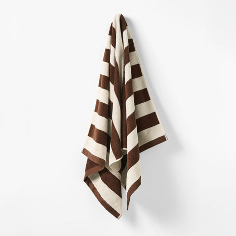 AURA HOME Riviera Stripe Bath Towel, Chocolate