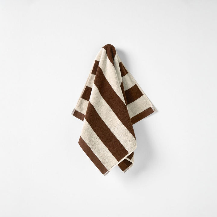 AURA HOME Riviera Stripe Hand Towel, Chocolate