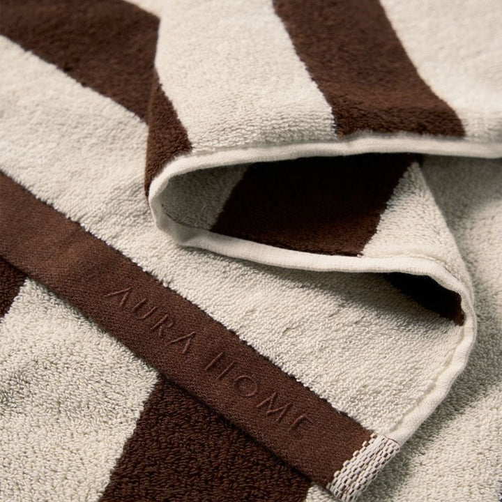 AURA HOME Riviera Stripe Hand Towel, Chocolate