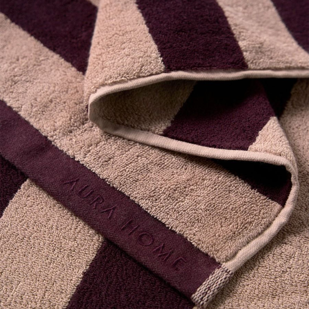 AURA HOME Riviera Stripe Hand Towel, Mulberry