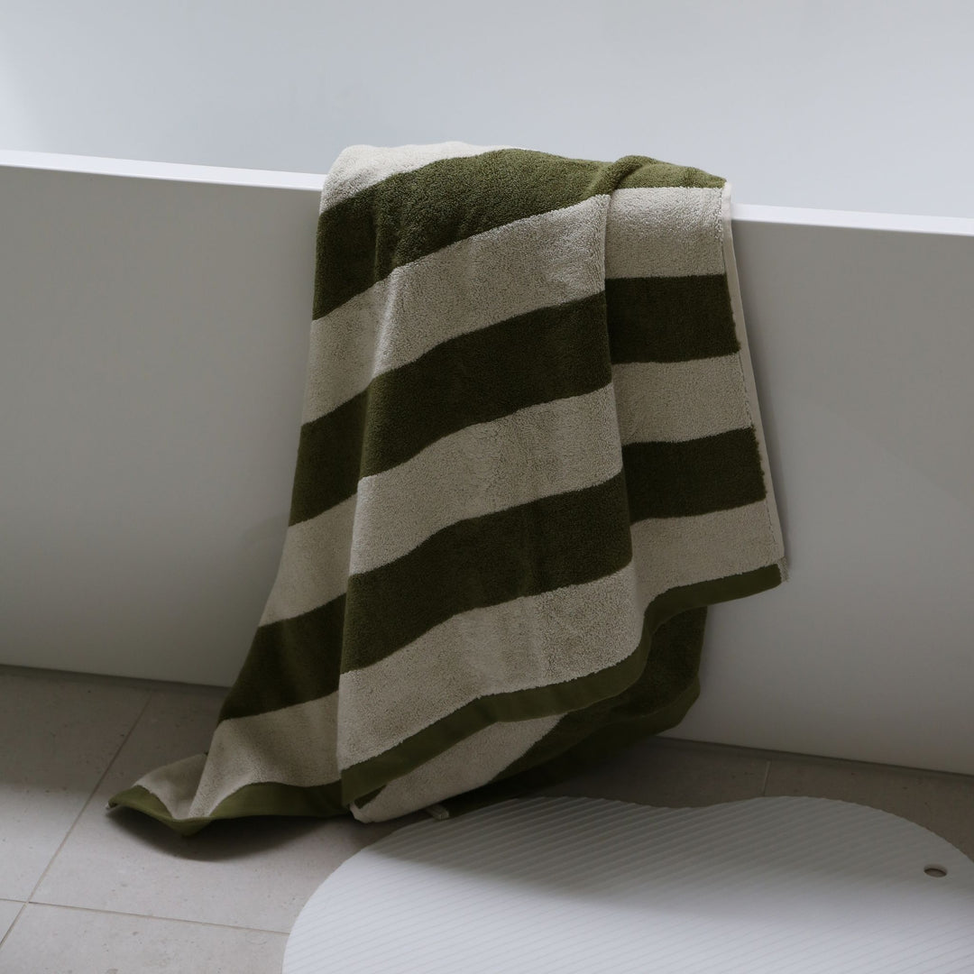 AURA HOME Riviera Stripe Bath Towel, Caper