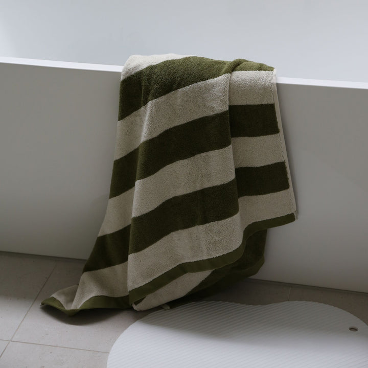AURA HOME Riviera Stripe Bath Towel, Caper