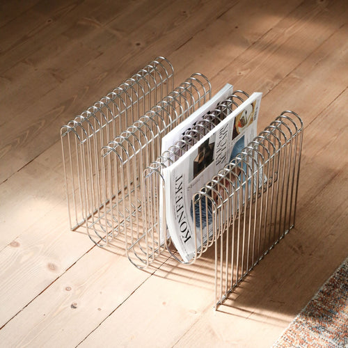 AYTM Curva Metal Magazine Holder Rack, Silver
