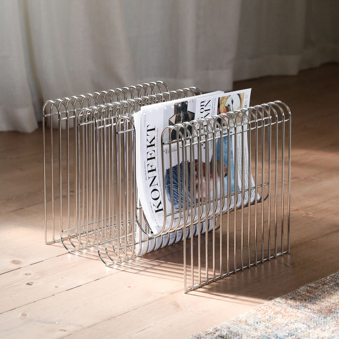 AYTM Curva Metal Magazine Holder Rack, Silver