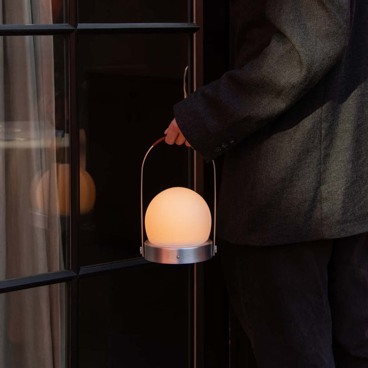 AUDO CPH Carrie Table Lamp, Brushed Aluminium/Leather