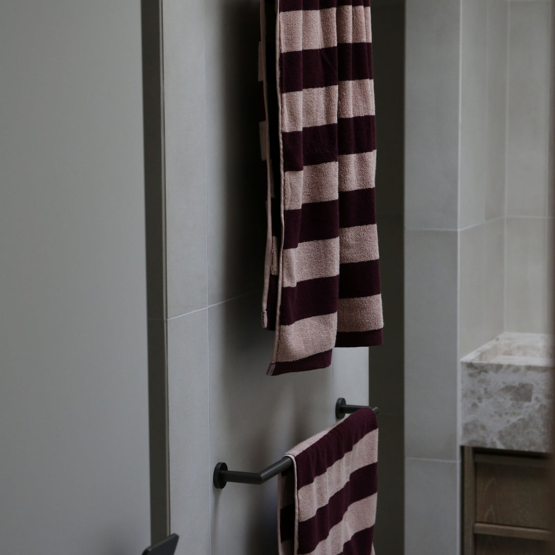 AURA HOME Riviera Stripe Bath Towel, Mulberry