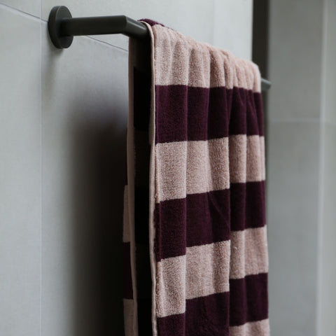 AURA HOME Riviera Stripe Bath Towel, Mulberry