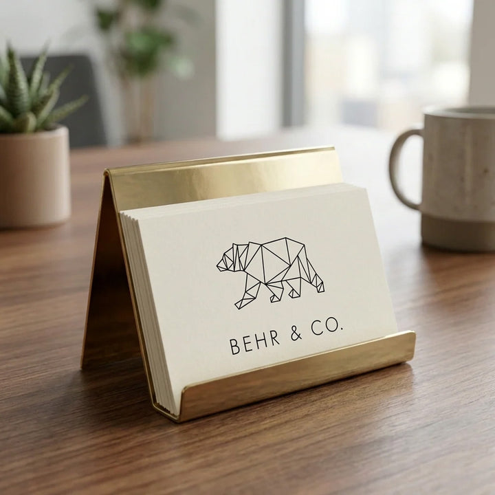 BEHR & CO Business Card Holder, Brass
