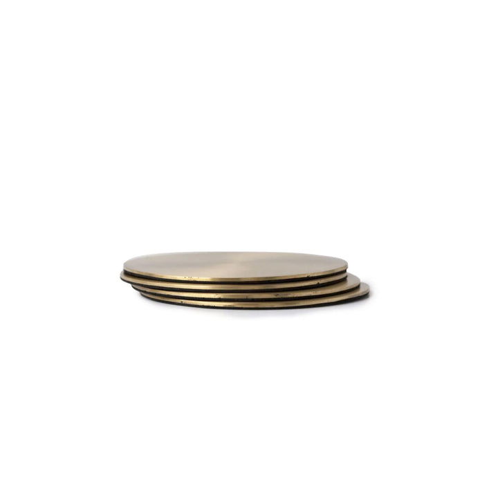 BEHR & CO Circle Coasters, Brass, Set of Four