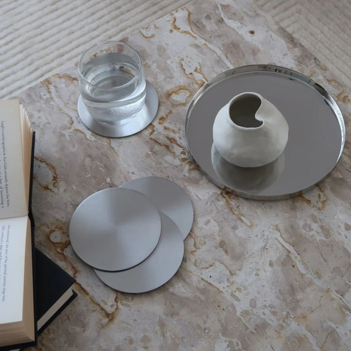 BEHR & CO Circle Coasters, Nickel (Set of 4)