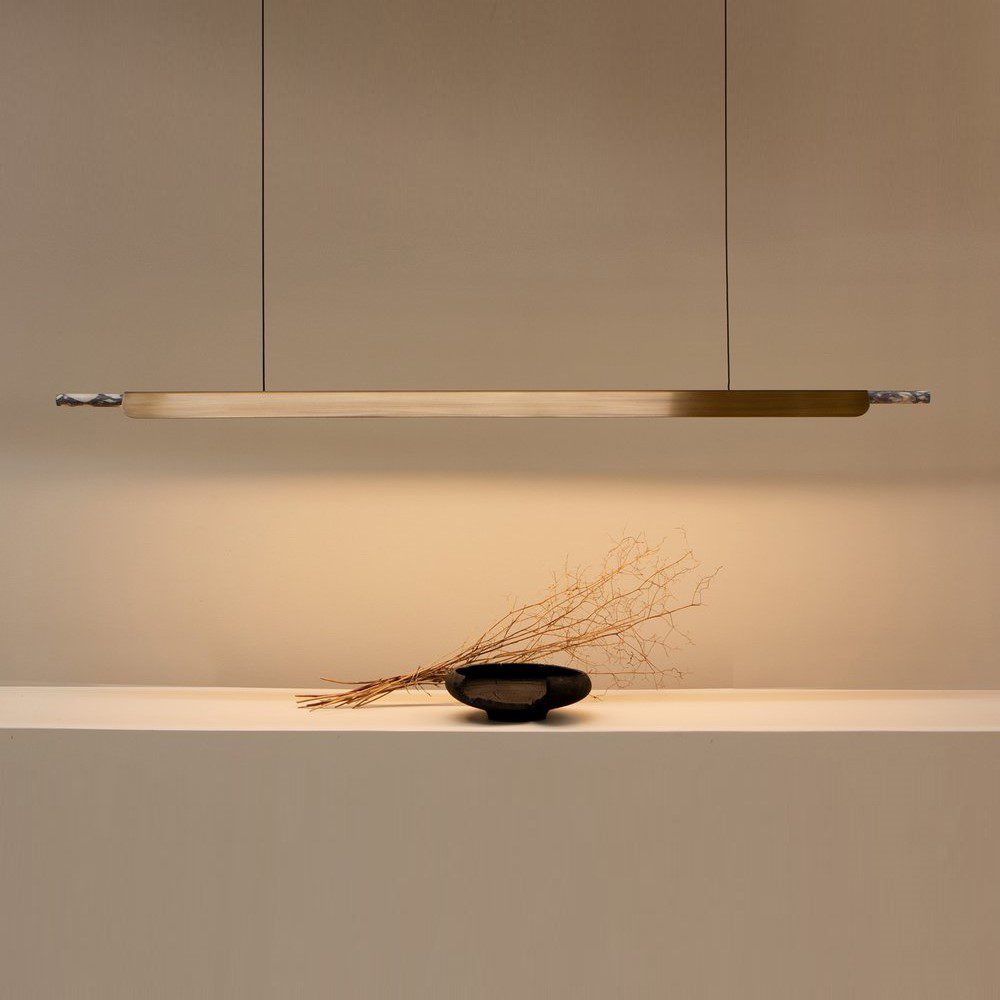 PRE-ORDER │ BEN-TOVIM DESIGN Formation Linear Pendant, Aged Brass/Viola Marble - 7 Sizes