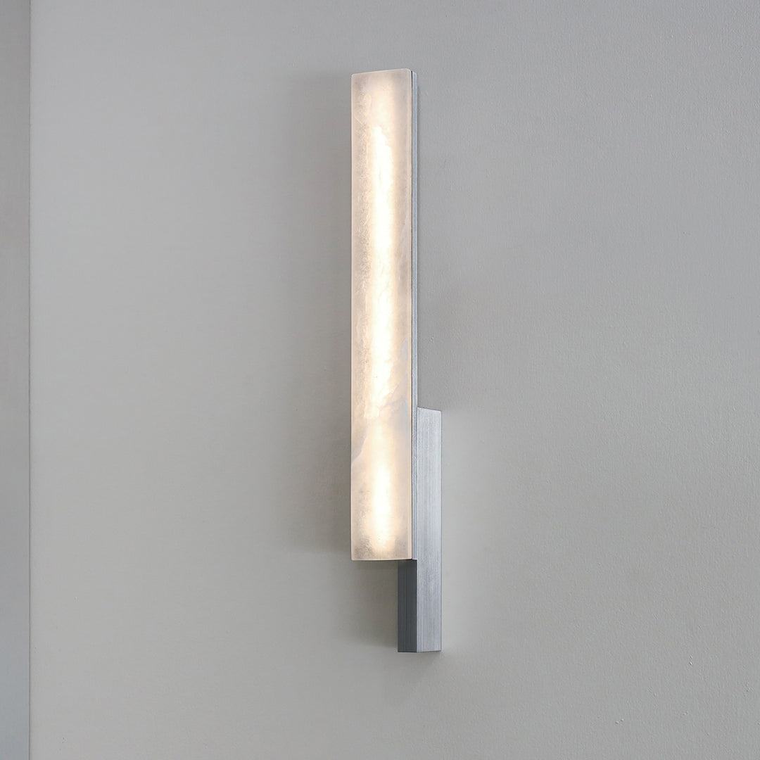 PRE-ORDER │ BEN-TOVIM DESIGN Bloc Wall Sconce, Left, Alabaster & Brushed Aluminium