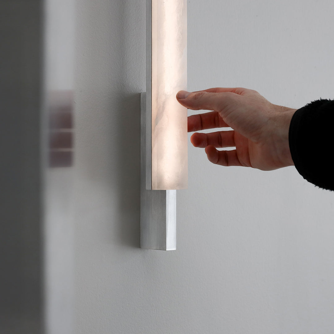 PRE-ORDER │ BEN-TOVIM DESIGN Bloc Wall Sconce, Right, Alabaster & Brushed Aluminium