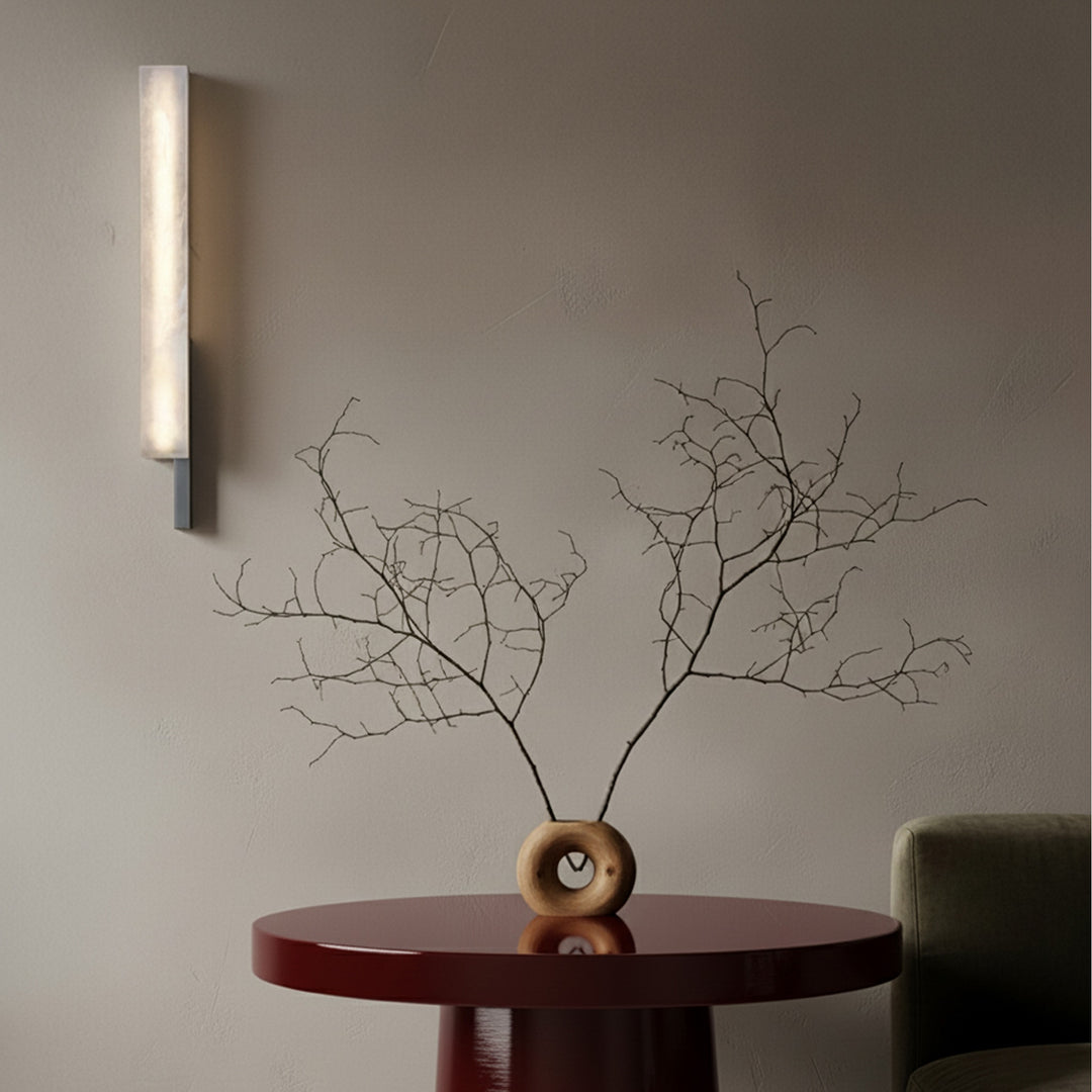PRE-ORDER │ BEN-TOVIM DESIGN Bloc Wall Sconce, Right, Alabaster & Brushed Aluminium