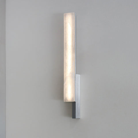 PRE-ORDER │ BEN-TOVIM DESIGN Bloc Wall Sconce, Left, Alabaster & Brushed Aluminium