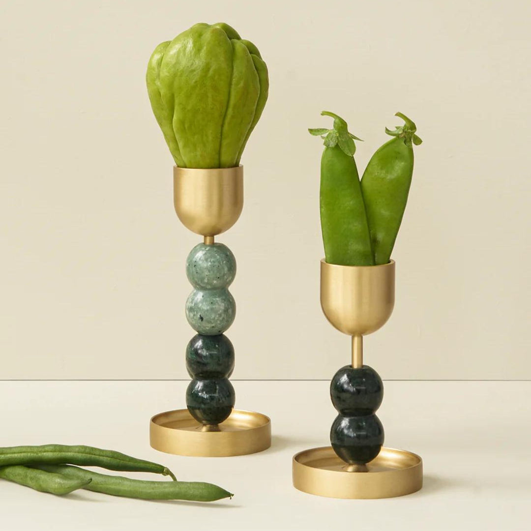 BLACK BLAZE Gourd-geous Candle Holder, Large, Light Green/Dark Green