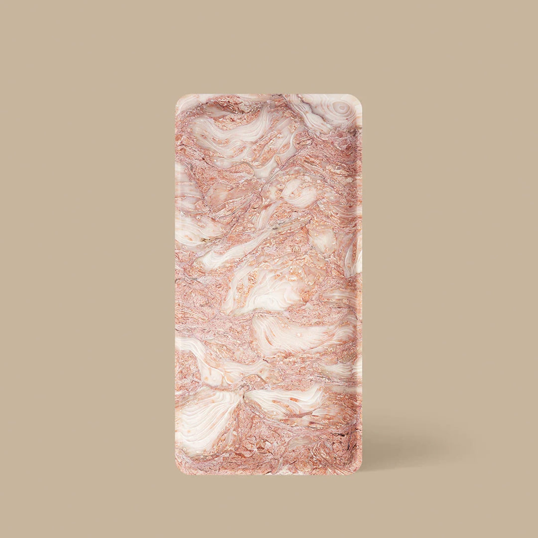 BLACK BLAZE Linea Rectangle Marble Tray, L30, Fossil Pink