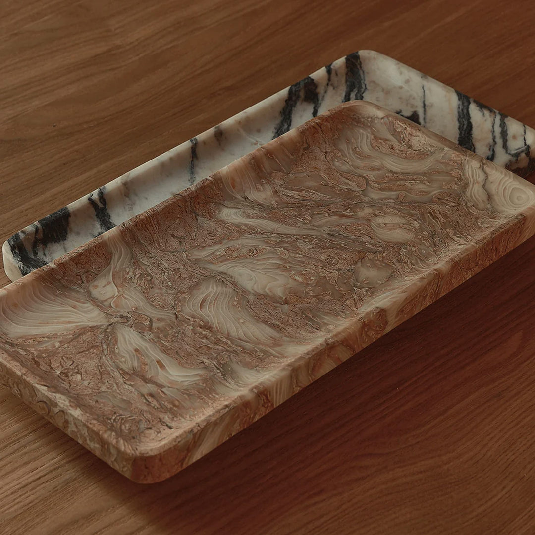 BLACK BLAZE Linea Rectangle Marble Tray, L30, Fossil Pink