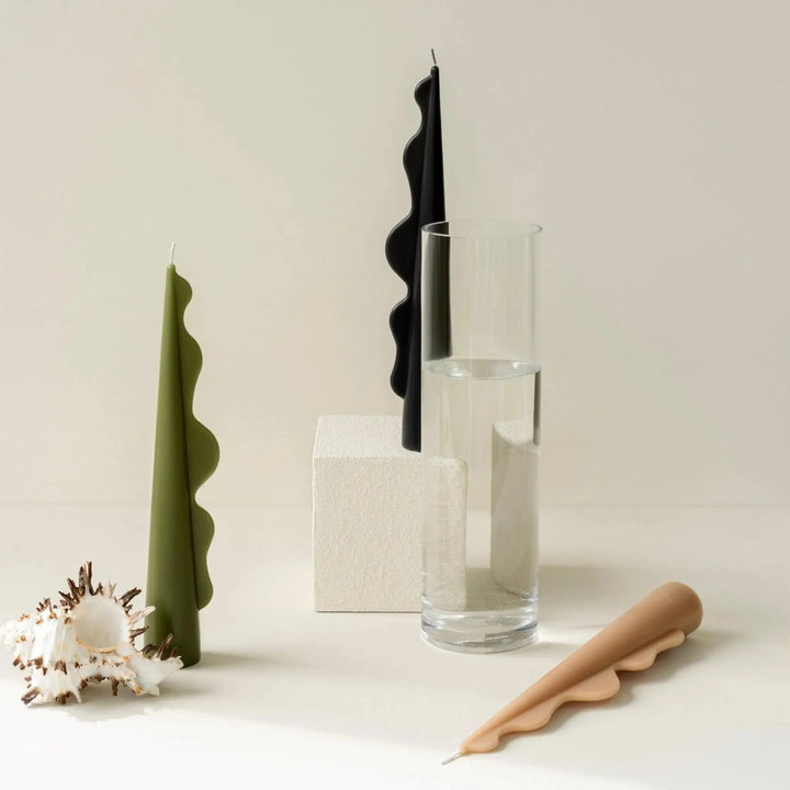 BLACK BLAZE Seaweed Pillar Candle, Olive